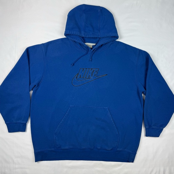 Nike Other - Vtg Nike Mens Hoodie Sweatshirt XL Y2K Oversized Center Swoosh Blue B7